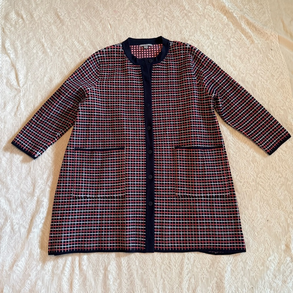 Cos Checked Button Front Sweater Jacket - image 1